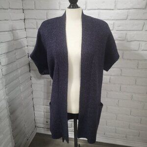 Joe Fresh Style Ladies Size XL Purple Short Sleeves Belted Long Sweater Vest